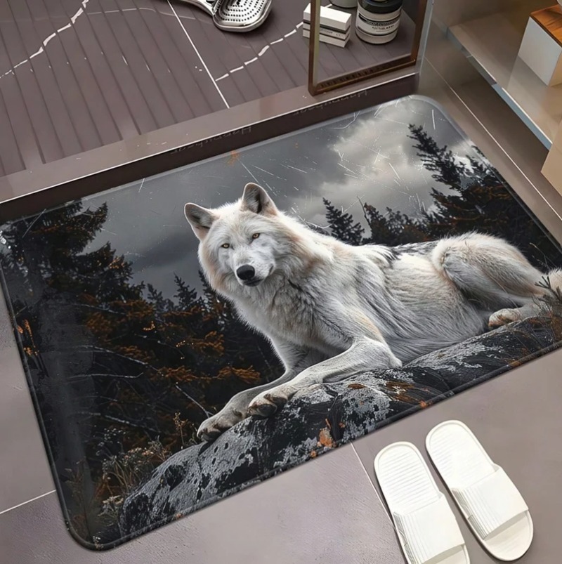 Puzzle Blank White - سجادة مدخل بتصميم ذئب أبيض رائع،